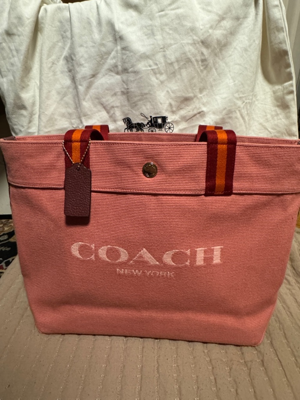 Coach large canvas pink tote